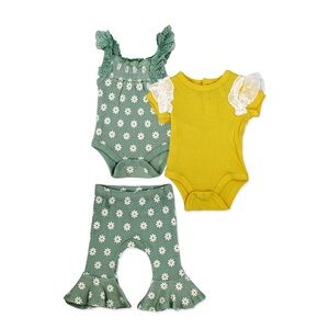 Floral Teal and Yellow 3-Piece Outfit Set